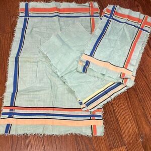 Vintage Aztec Mexican Style Kitchen Table Linens Napkins Lot of 5 Pieces Blue